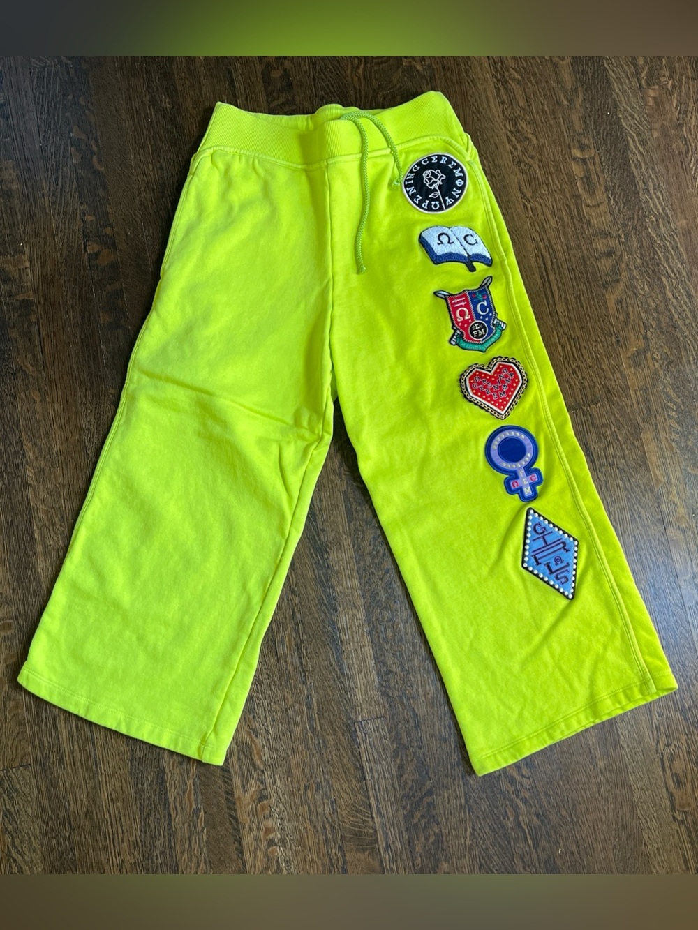 Opening Ceremony Sorority Patch Ribbons Cropped Capris Wide  Elastic Pant Small
